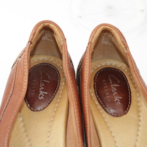 Clarks Womens Ordell Ava Slip On Shoes Size 7.5 Tan Brown Leather Loafer Flats - Picture 9 of 11